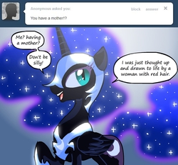 Size: 650x600 | Tagged: safe, artist:alfa995, nightmare moon, ask nightmare moon, g4, ask, female, solo, tumblr