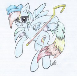 Size: 1024x1008 | Tagged: safe, artist:cyanyeh, rainbow dash, g4, crossover, female, hat, sly cooper, solo