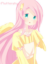 Size: 1000x1200 | Tagged: safe, artist:kikami girl, fluttershy, human, g4, female, humanized, pixiv, solo, winged humanization