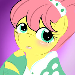 Size: 900x900 | Tagged: safe, artist:kloudmutt, fluttershy, g4, alternate hairstyle, clothes, dress, female, solo