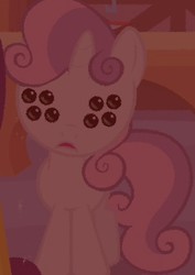 Size: 325x460 | Tagged: safe, edit, edited screencap, screencap, sweetie belle, g4, female, multiple eyes, nightmare fuel, solo, wat, wtf