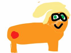 Size: 1024x768 | Tagged: safe, artist:vinylthehedgehog, applejack, g4, 1000 hours in ms paint, :>, female, ms paint, solo, stylistic suck, wat