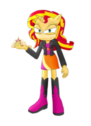 Size: 1138x1566 | Tagged: safe, artist:infinityr319, sunset shimmer, anthro, plantigrade anthro, g4, clothes, crossover, equestria girls outfit, simple background, sonic the hedgehog (series), sonicified, style emulation, transparent background