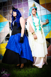Size: 3840x5760 | Tagged: safe, artist:alyssarohlerphotography, princess celestia, princess luna, human, g4, clothes, cosplay, costume, irl, irl human, photo, royal sisters, siblings, sisters