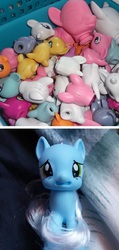 Size: 424x890 | Tagged: safe, artist:gryphyn-bloodheart, bootleg, concerned pony, customized toy, irl, mfw, photo, toy