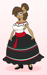 Size: 2010x3200 | Tagged: safe, artist:stunnerpone, oc, oc only, oc:georgia lockheart, anthro, anthro oc, clothes, dress, high res, mexico, solo
