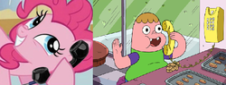 Size: 769x292 | Tagged: safe, pinkie pie, g4, clarence, clarence wendle, exploitable meme, meme, phone