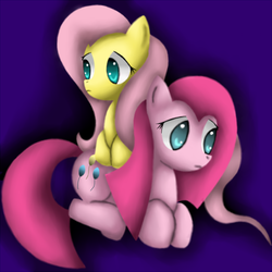 Size: 927x927 | Tagged: safe, artist:king-sombrero, fluttershy, pinkie pie, g4, prone