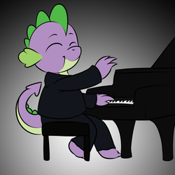 Size: 1000x1000 | Tagged: safe, artist:kloudmutt, spike, g4, clothes, male, musical instrument, piano, solo