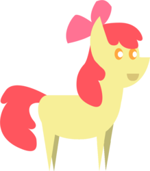 Size: 853x975 | Tagged: safe, artist:videogamehunter, apple bloom, earth pony, pony, g4, apple bloom's bow, bow, female, hair bow, pointy ponies, simple background, solo, transparent background