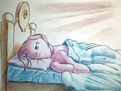 Size: 2164x1638 | Tagged: safe, artist:yo-yall, pinkie pie, earth pony, pony, g4, bed, female, in bed, lying on bed, mare, solo