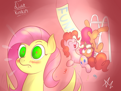 Size: 3072x2304 | Tagged: safe, artist:anti1mozg, fluttershy, pinkie pie, scootaloo, oc, pony, unicorn, g4, blushing, high res, horn, ladder