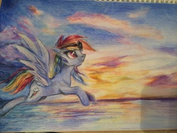 Size: 3264x2448 | Tagged: safe, artist:malinetourmaline, rainbow dash, g4, female, goggles, high res, solo, traditional art