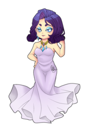 Size: 400x580 | Tagged: safe, artist:teenapai, rarity, human, g4, clothes, dress, element of generosity, female, humanized, necklace, shoulderless, simple background, solo, transparent background