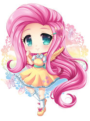 Size: 1032x1386 | Tagged: safe, artist:feli, fluttershy, human, g4, chibi, female, humanized, solo, winged humanization