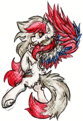 Size: 1064x1556 | Tagged: safe, artist:php166, oc, oc only, oc:wolfstorm, pegasus, pony, art trade, colored wings, female, mare, multicolored wings, rainbow eyes, wings