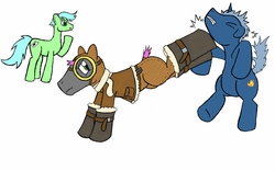 Size: 1280x800 | Tagged: safe, oc, oc only, oc:contrail, oc:knave, earth pony, pony, bucking