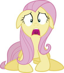 Size: 3183x3632 | Tagged: safe, artist:j5a4, fluttershy, pegasus, pony, comic:the rose of life, g4, female, floppy ears, high res, open mouth, scared, simple background, solo, transparent background, vector