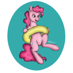 Size: 1200x1200 | Tagged: safe, artist:kira-minami, pinkie pie, g4, female, inner tube, solo