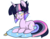 Size: 853x663 | Tagged: dead source, safe, artist:suzuii, oc, oc only, oc:starry dreams, pony, unicorn, pillow, solo