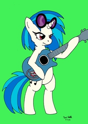 Size: 1172x1648 | Tagged: safe, artist:thekitfox, dj pon-3, vinyl scratch, g4, acoustic guitar, glasses, guitar, musical instrument