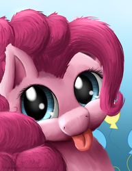 Size: 2550x3300 | Tagged: safe, artist:niegelvonwolf, pinkie pie, g4, :p, female, front view, full face view, high res, portrait, solo, tongue out