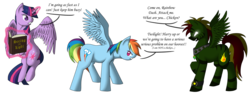 Size: 2884x1092 | Tagged: safe, artist:seahorse130, rainbow dash, twilight sparkle, oc, alicorn, pony, g4, female, mare, twilight sparkle (alicorn)