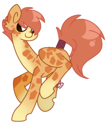 Size: 622x727 | Tagged: safe, artist:xxgoreprincessxx, oc, oc only, oc:acacias zarafu, giraffe, brown eyes, long legs, long neck, simple background, smiling, solo, tail wrap, transparent background