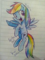 Size: 730x960 | Tagged: safe, artist:pink rose, rainbow dash, pegasus, pony, g4, female, lined paper, solo, traditional art