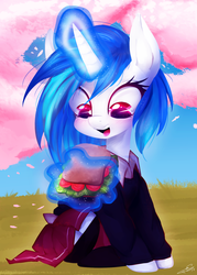 Size: 900x1259 | Tagged: safe, artist:chokico, dj pon-3, vinyl scratch, pony, g4, clothes, sandwich, uniform