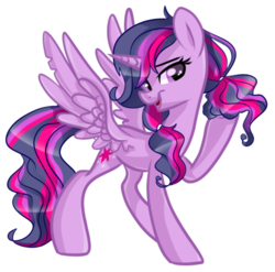 Size: 627x619 | Tagged: safe, artist:frostykat13, twilight sparkle, alicorn, pony, g4, alternate hairstyle, female, mare, pigtails, solo, twilight sparkle (alicorn)