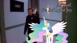 Size: 1024x576 | Tagged: safe, princess celestia, g4, alfred bester, babylon 5, crossover, implications, irl, obey, photo, photoshop, ponies in real life, poster, psicorps, quote, tyrant celestia, walter koenig