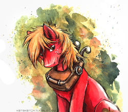 Size: 641x564 | Tagged: safe, artist:kenket, big macintosh, earth pony, pony, g4, chest fluff, horse collar, male, solo, stallion, traditional art