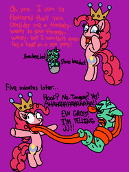 Size: 480x640 | Tagged: safe, lyra heartstrings, pinkie pie, pony, sea pony, ask royal tongue pinkie, g4, ask, bipedal, crown, race swap, tongue out, tumblr