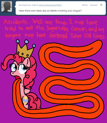 Size: 480x551 | Tagged: safe, pinkie pie, ask royal tongue pinkie, g4, ask, crown, female, solo, tongue out, tumblr