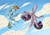 Size: 5000x3500 | Tagged: safe, artist:amberswirl, rainbow dash, twilight sparkle, alicorn, pony, g4, cloud, cloudy, female, flying, flying lesson, gritted teeth, mare, twilight sparkle (alicorn), upside down