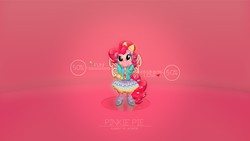 Size: 1920x1080 | Tagged: safe, artist:r4inbowbash, artist:tenaflyviper, edit, pinkie pie, g4, clothes, cute, dress, shoes, text, vector, wallpaper, wallpaper edit, wings