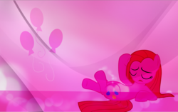 Size: 1674x1052 | Tagged: safe, artist:ekkitathefilly, artist:slb94, pinkie pie, g4, cutie mark, on back, pinkamena diane pie, vector, wallpaper