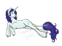 Size: 1600x1200 | Tagged: safe, artist:stagetechyart, rarity, classical unicorn, g4, elusive, horn, leonine tail, looking back, male, rule 63, simple background, solo, transparent background, unshorn fetlocks