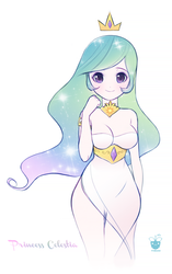 Size: 628x1000 | Tagged: safe, artist:framboosi, princess celestia, human, g4, adorasexy, breasts, clothes, cute, cutelestia, dress, female, humanized, sexy, side slit, smiling, solo