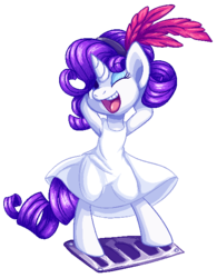Size: 488x626 | Tagged: safe, artist:fizzy-dog, rarity, pony, g4, armpits, bipedal, clothes, dress, female, marilyn monroe, parody, simple background, solo, spring dress, summer dress, sundress, the seven year itch, transparent background, white dress