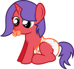 Size: 1913x1790 | Tagged: safe, artist:sparklepopshine, oc, oc only, oc:sparkle pop, diaper, filly, non-baby in diaper, pacifier, sitting, solo, tail tape