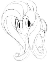 Size: 528x664 | Tagged: safe, artist:dotkwa, fluttershy, g4, female, grayscale, monochrome, solo