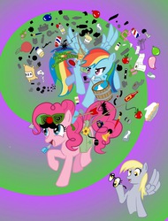 Size: 1219x1600 | Tagged: safe, derpy hooves, pinkie pie, rainbow dash, pegasus, pony, g4, female, mare