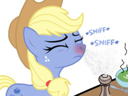 Size: 2048x1536 | Tagged: safe, artist:proponypal, applejack, earth pony, pony, g4, blue flu, female, mare, nostril flare, pepper, pre sneeze, red nosed, sick, simple background, sneezing, sneezing fetish, transparent background