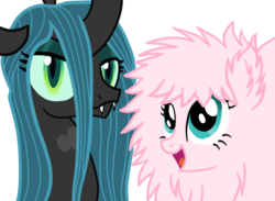 Size: 600x438 | Tagged: safe, artist:wourdeluck, queen chrysalis, oc, oc:fluffle puff, g4