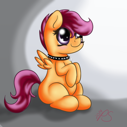 Size: 1366x1366 | Tagged: safe, artist:jonnysalami, scootaloo, g4, collar, female, solo