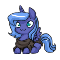 Size: 200x200 | Tagged: safe, artist:darkflame75, princess luna, lunadoodle, g4, :3, chibi, female, filly, filly luna, looking up, lying down, prone, simple background, solo, woona, younger