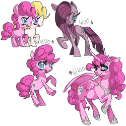 Size: 2662x2662 | Tagged: safe, artist:mindmusic, pinkie pie, surprise, alicorn, pony, g4, evolution chart, filly, high res, pinkamena diane pie, pinkiecorn, pixiv, pokémon, race swap, xk-class end-of-the-world scenario