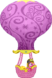Size: 302x446 | Tagged: safe, artist:botchan-mlp, cherry berry, g4, animated, blinking, desktop ponies, female, hot air balloon, pixel art, simple background, solo, sprite, transparent background, twinkling balloon
